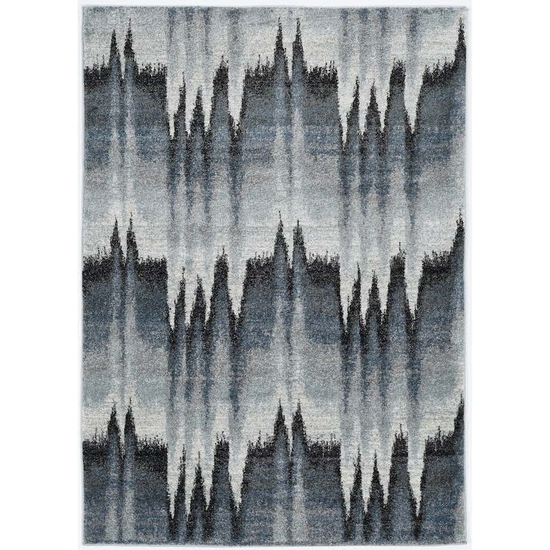 Strick & Bolton Mid-century Abstract Rhythm Area Rug - 5'3"X 7'7" - Blue/Ivory