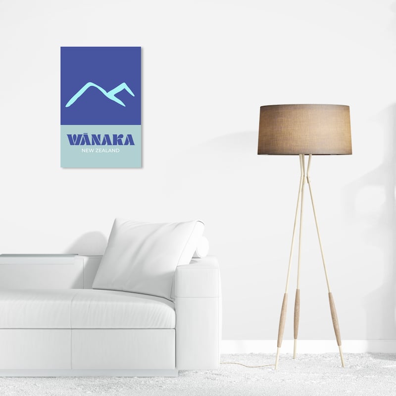 Wynwood Studio Canvas Typography and Quotes Travel to Wanaka Blue and Modern & Contemporary Wall Art Canvas Print - 24 x 16