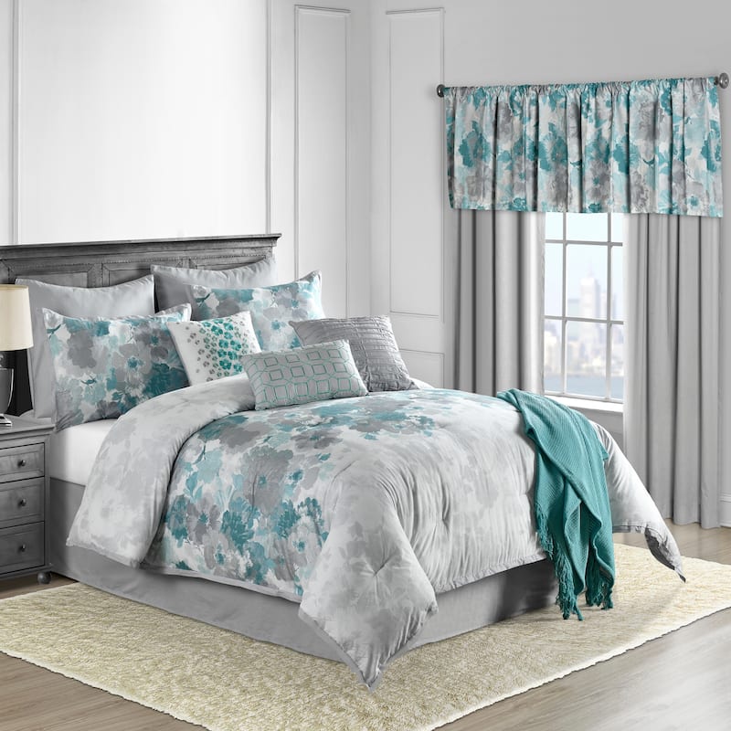 Lanwood Home Claire Cotton 10-Piece Comforter Set - Teal - King