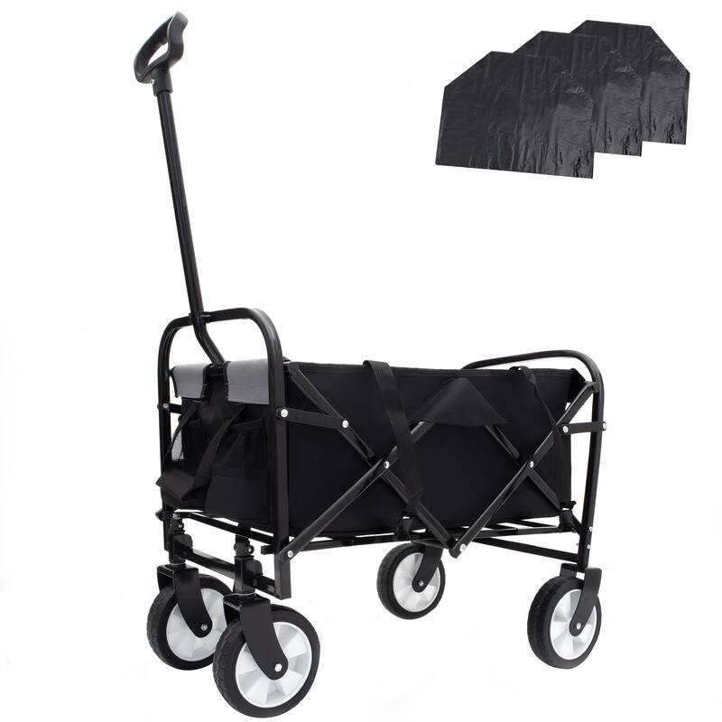 Heavy-Duty Collapsible Wagon with 3-Piece Multi-Use Bag Set - Utility Cart with Liner Covers