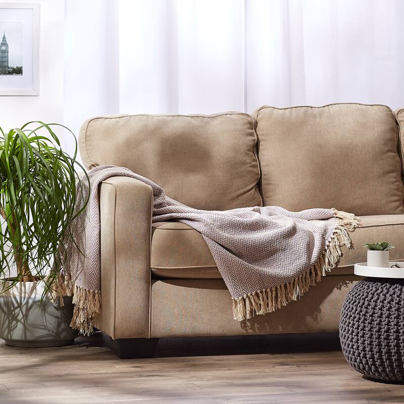 Stone Handloom Chevron Throw