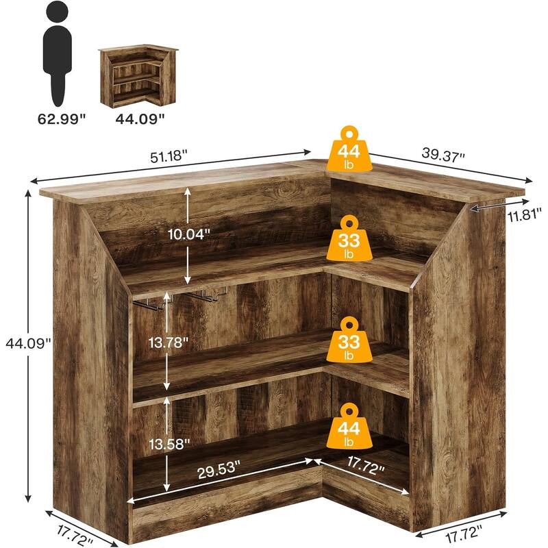 Reception Desk with Storage Shelves, L Shaped Modern Front Desk