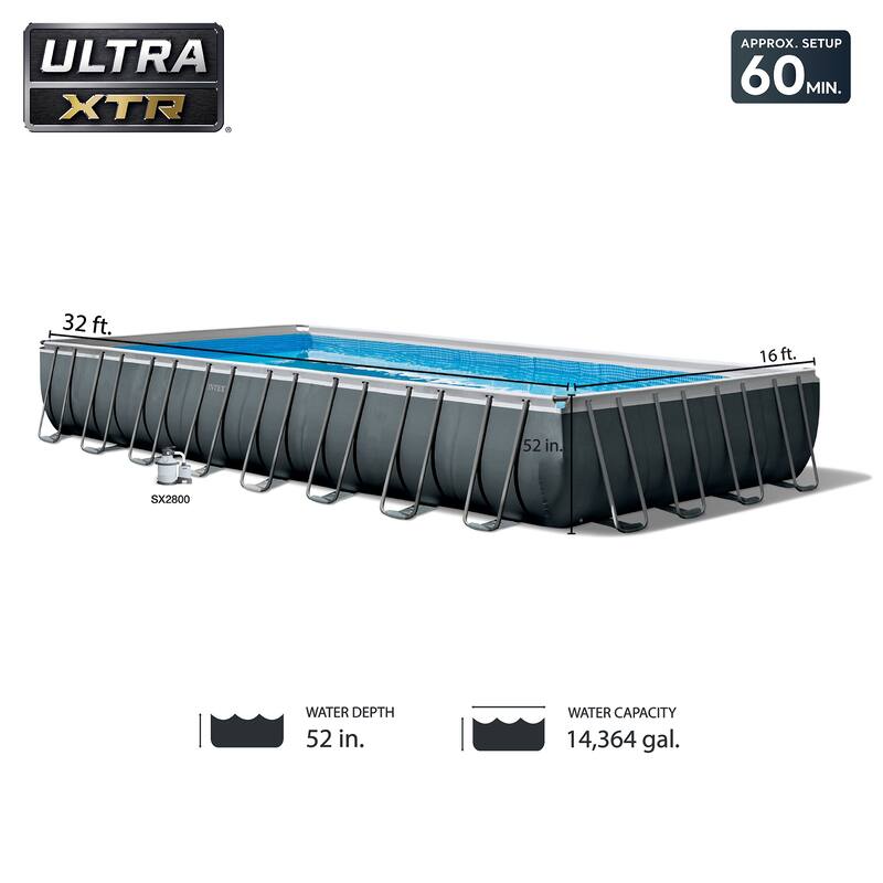 Intex 32' x 16' x 52" Rectangular Ultra XTR Frame Above Ground Swimming Pool Set - 32 ft x 16 ft x 52 in