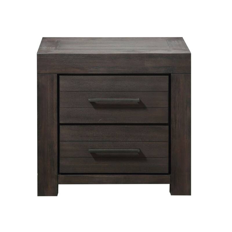 Wooden Nightstand with Two drawers, Gray