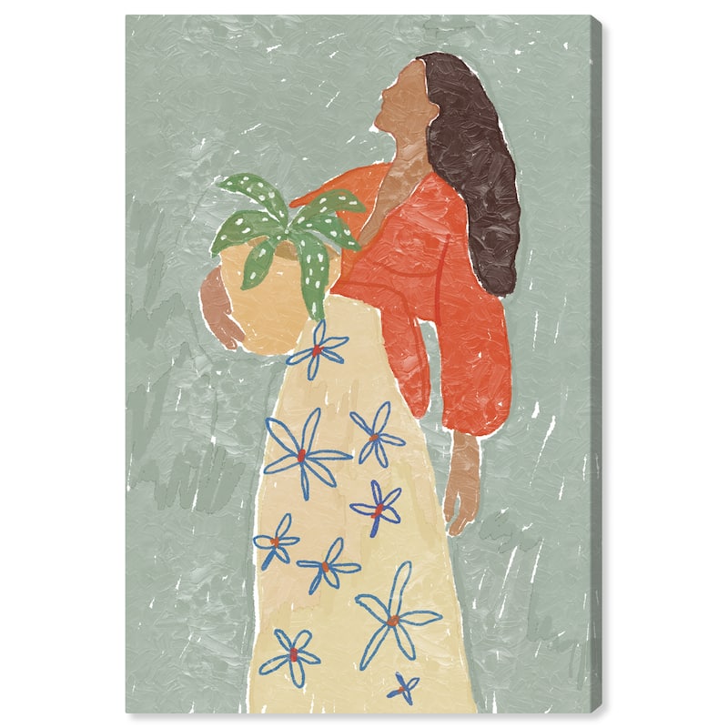 Wynwood Studio Canvas World and Countries Island Lady Orange and Dark Orange Traditional Wall Art Canvas Print