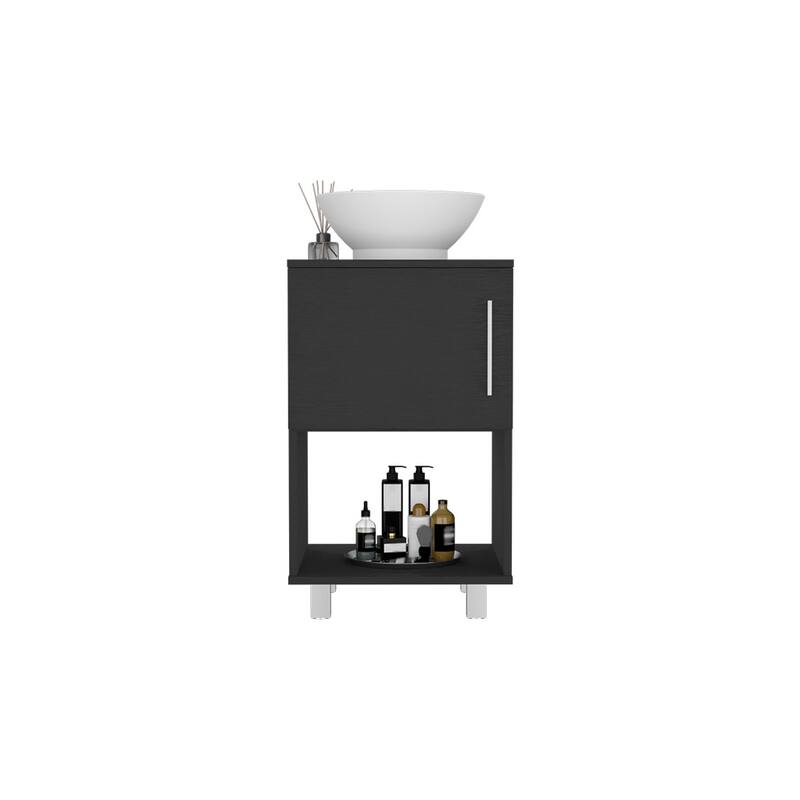 Modern Bathroom Vanity Cabinet with Four Legs, FSC Certified, and Open Shelf - 17.71in L
