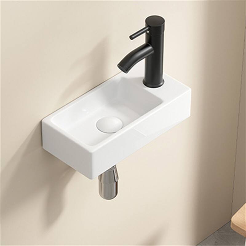 Rectangle Ceramic Wall Hung Basin Sink Right Hand without Tap,Drain