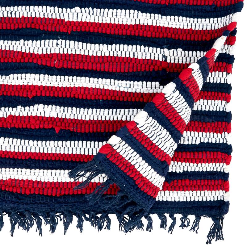 Chindi Table Runner With Striped Patriotic Design