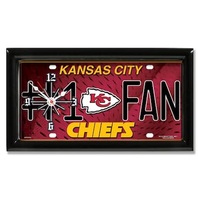 NFL Wall/Desk Analog Clock, #1 Fan with Team Logo - Kansas City Chiefs