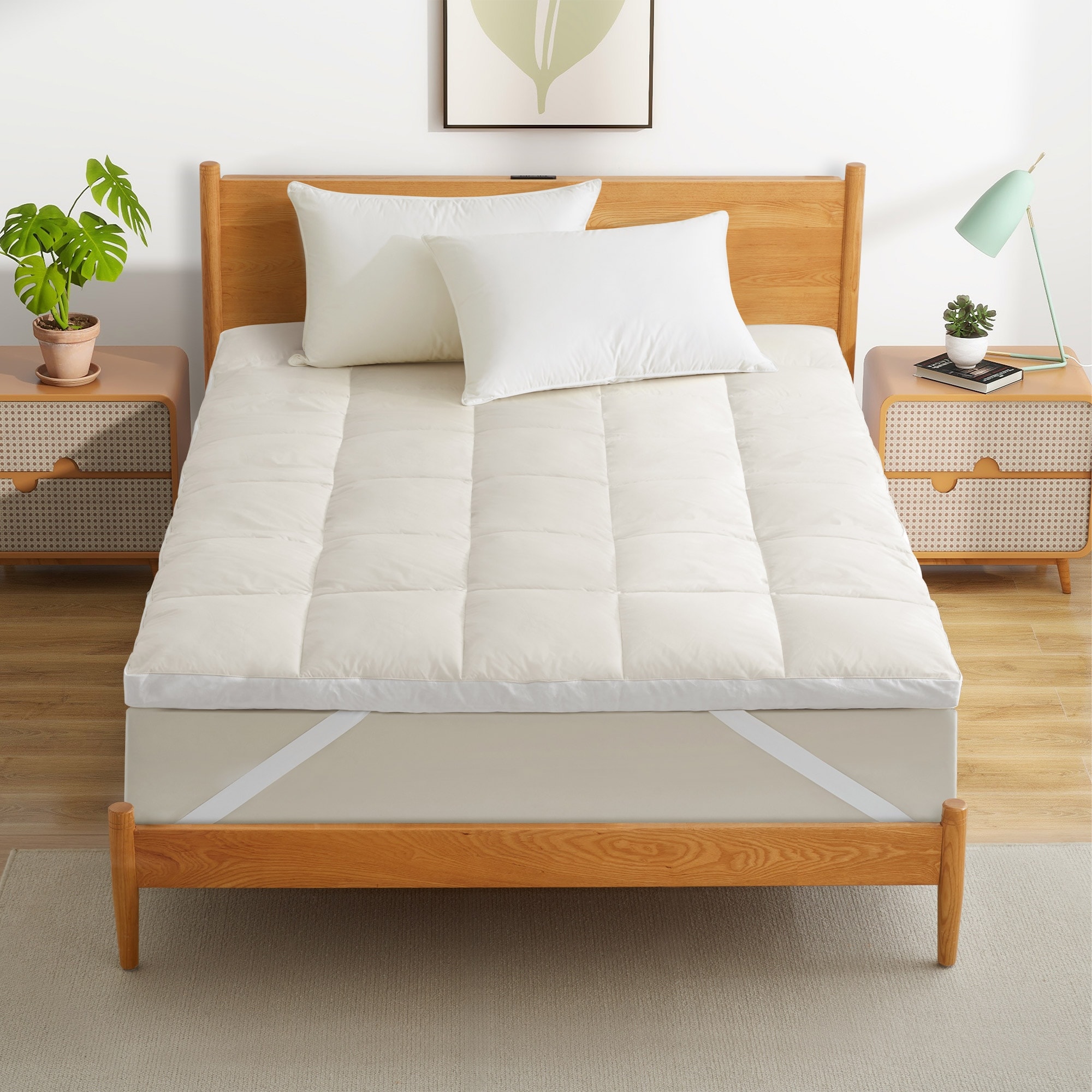 Organic Cotton Fitted Mattress Topper Feather Bed Softness Support in One White Bed Bath Beyond 38300000
