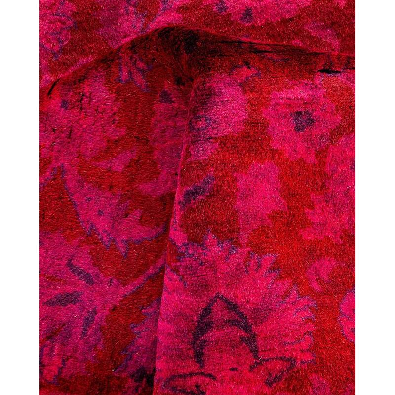 Overton Hand Knotted Wool Vintage Inspired Modern Contemporary Overdyed Pink Area Rug - 3' 1" x 5' 2"