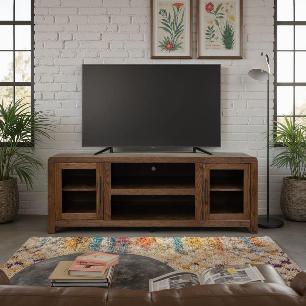 Bridgevine Home Haven 65 inch TV Stand, for TVs up to 75 inches, No Assembly Required