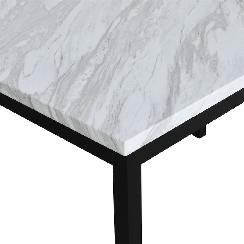 Metal Dining Table with Laminated Faux Marble Top