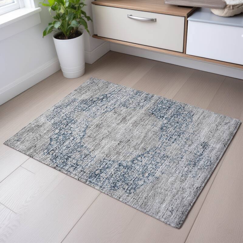Premium Washable Super Soft Vintage Persian Mayfield Rug - Blue - 1'8" x 2'6"