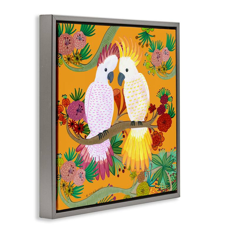 Stupell Bright Cockatoos & Foliage Framed Floater Canvas Wall Art Design By Kay Widdowson