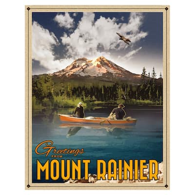 Mount Rainier by Old Red Truck Canvas Art Print