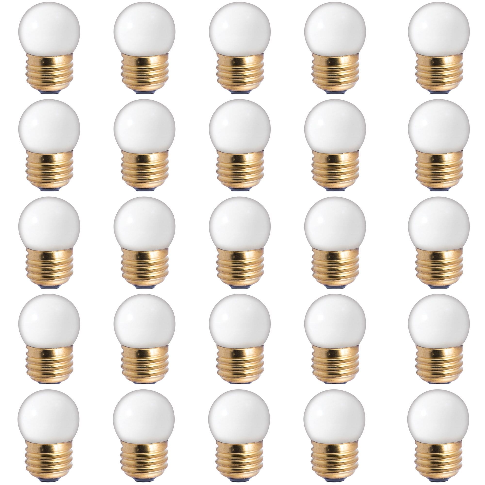 Bulbrite Pack of (25) 7.5 Watt Dimmable S11 Incandescent Light Bulbs with Medium (E26) Base, Ceramic White - Warm White Light