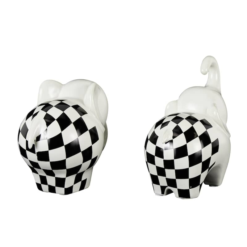 The Novogratz Gold, Silver, Black, White or Multi Colored Porcelain Ceramic Elephant Decorative Sculpture (Set of 2)
