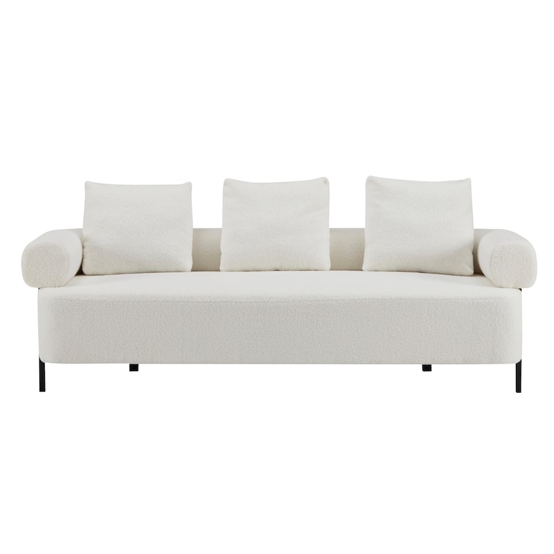 78" Modern 3-Seater Sofa Couch, Upholstered Sofa with Rolled Armrests & 3 Plush Pillows, Comfy Couch for Living Room, Bedroom