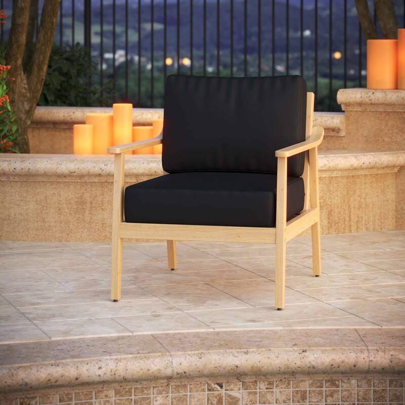 Sunbrella Outdoor Deep Seating Cushion - 25" W x 25.5" D x 5" H - Seat 25 x 25.5 x 5 Back 25 x 17 x 5 - Canvas Black