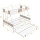 preview thumbnail 3 of 7, Metal Twin over Full Bunk Bed with Trundle, 2-Side Ladder and Full-Length Guardrail, Large Under Bed Storage, White & Brown