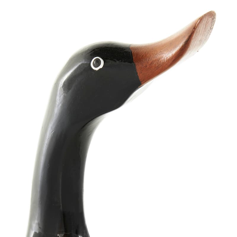Black Wood Duck Decorative Sculpture with Brown Accents (Set of 3)