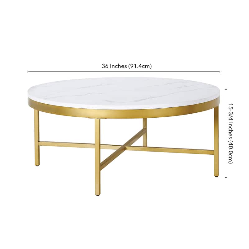 Xivil Contemporary Round Glass Top Steel Coffee Table