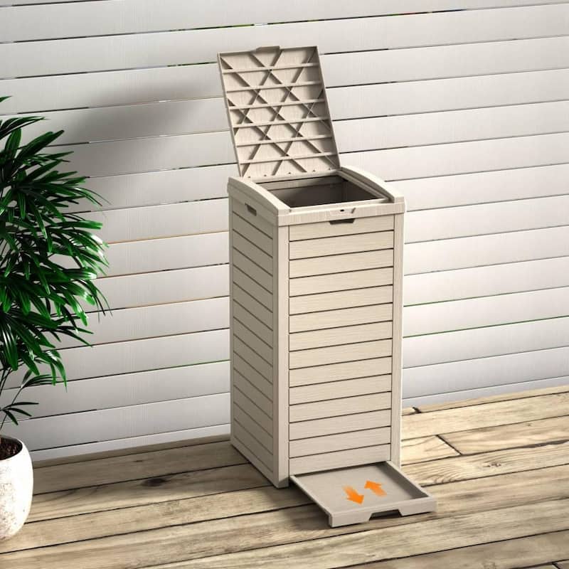 31 Gal. Outdoor Patio Trash Can Deck Box - Light Coffee
