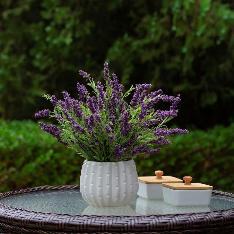 Artificial Lavender Flower in Ceramic Pot for Home Office Wedding Party Decoration - Purple