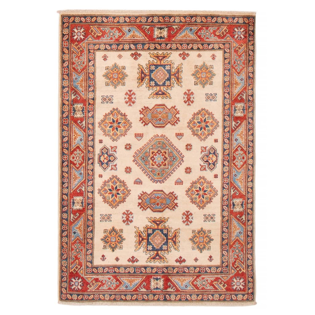 ECARPETGALLERY Hand-knotted Uzbek Ghazni Ivory Wool Rug - 3'11 x 5'9