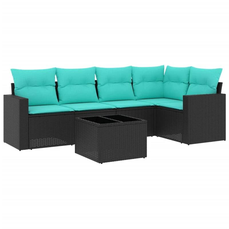 vidaXL Patio Sofa Set with Cushions Outdoor Conversation Furniture Poly Rattan - 25.8" x 24.4" x 27.2"