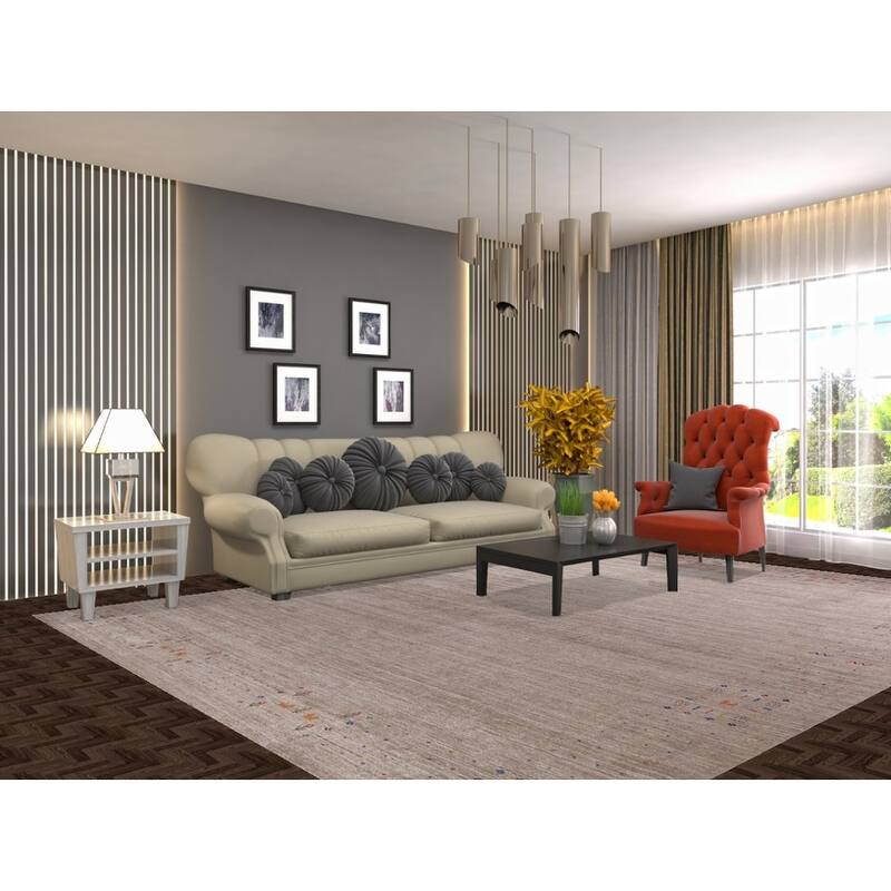 Brown Gabbeh Oriental Area Rug Handmade Silk Carpet - 8'10" x 11'9"