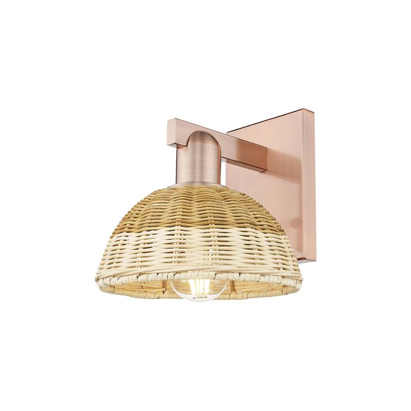 Innovations Lighting Downtown Urban - Natural Ballston Dome - 1 Light 7" Wall-mounted Sconce with Basketweave Shade
