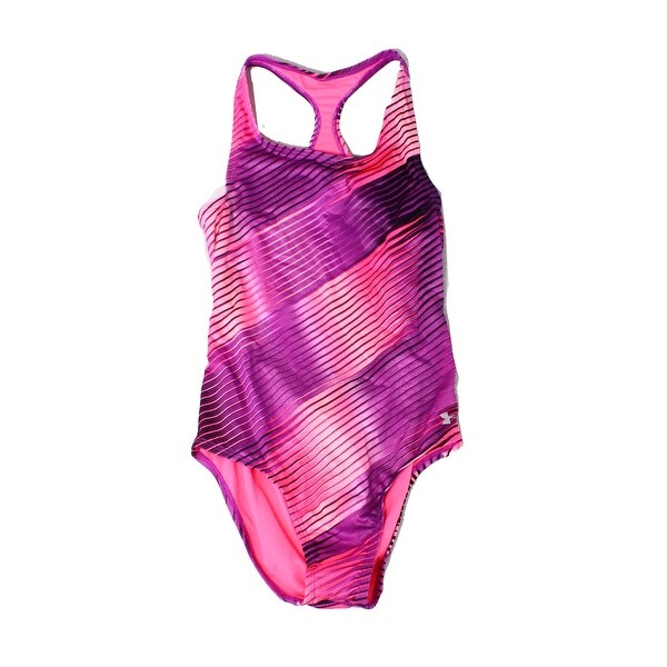 Shop Under Armour Swimwear Pink Purple Size 14 Striped ...