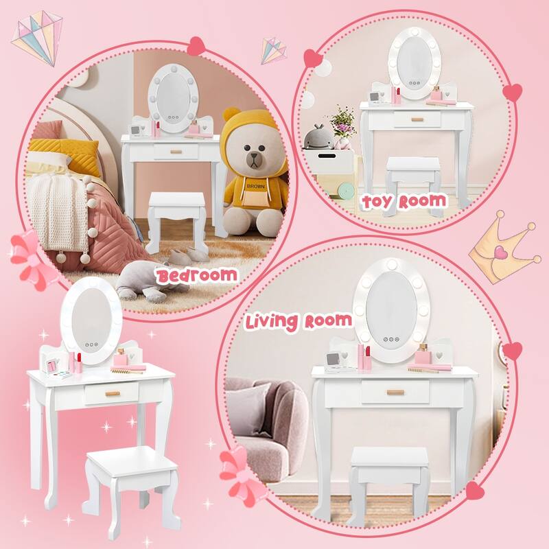 Kids Vanity, Makeup Desk & Chair Set, Makeup Desk Dressing Table