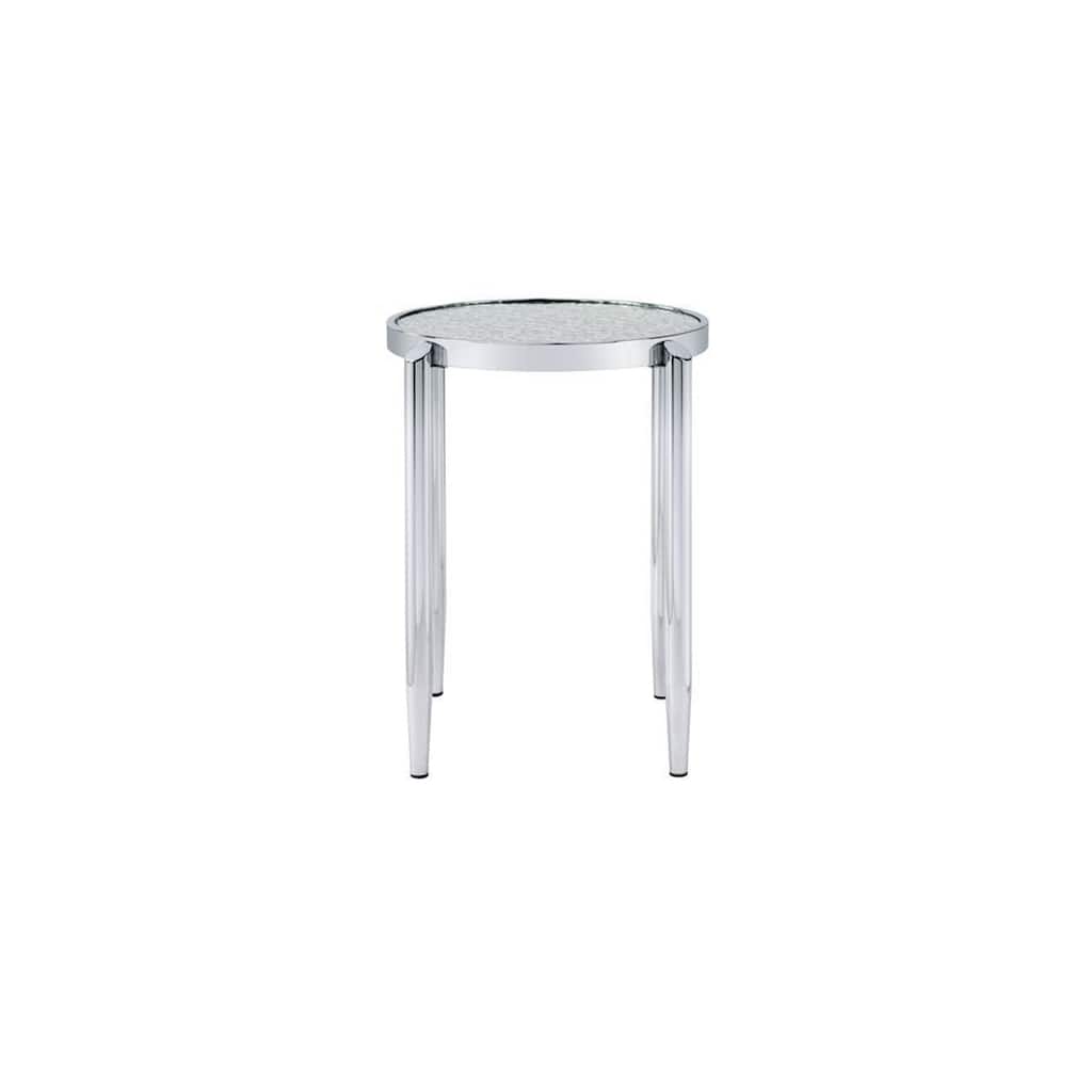 22 in. Silver Round Glass End Table, Sturdy Build End Side Table for Living Rooms