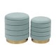 preview thumbnail 3 of 4, Saturn Sea Blue Storage Ottomans - Set of 2