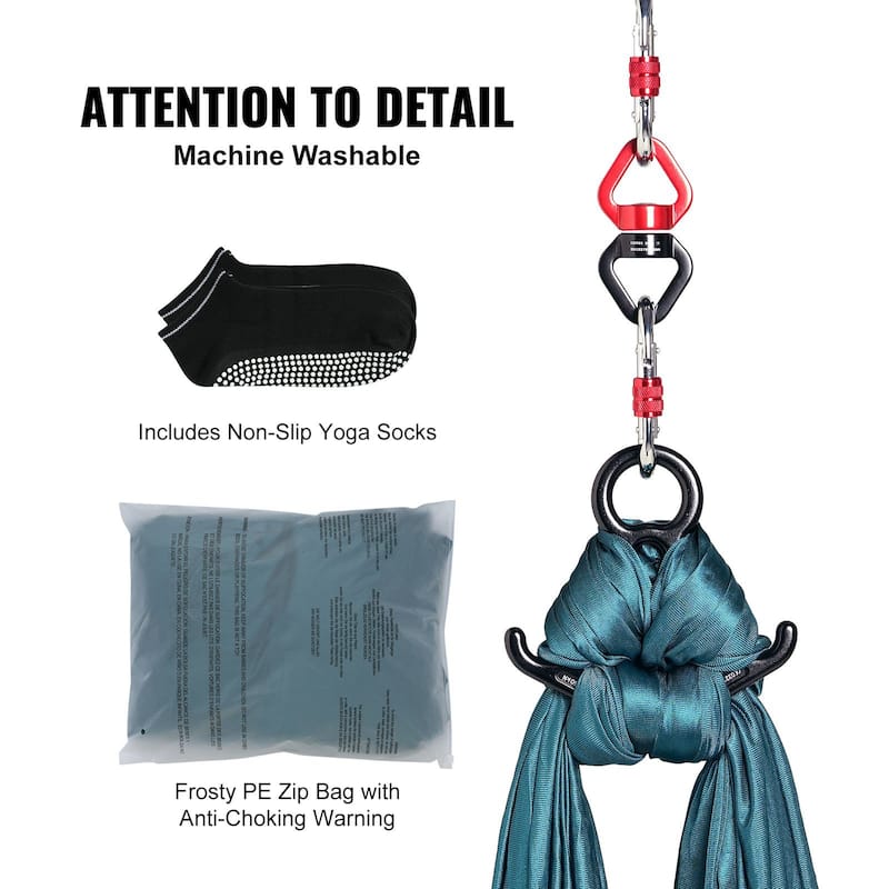 Aerial Yoga Hammock with 100gsm Nylon, Full Rigging Kit & Easy Setup - Dark-Green