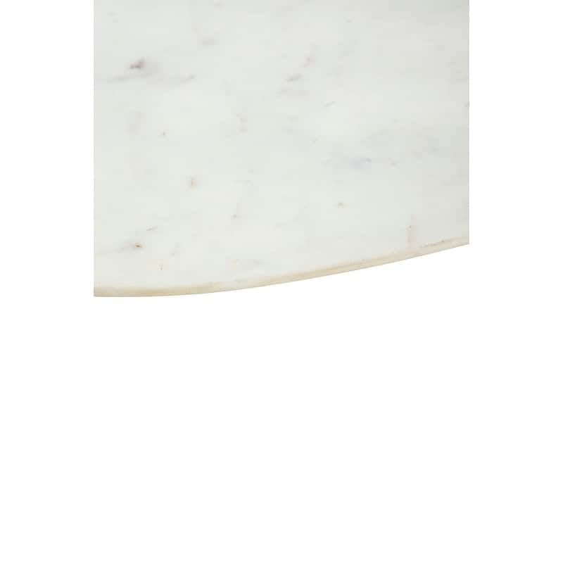 Furniture Classics Reclaimed Wood Base White Marble Oval Coffee Table