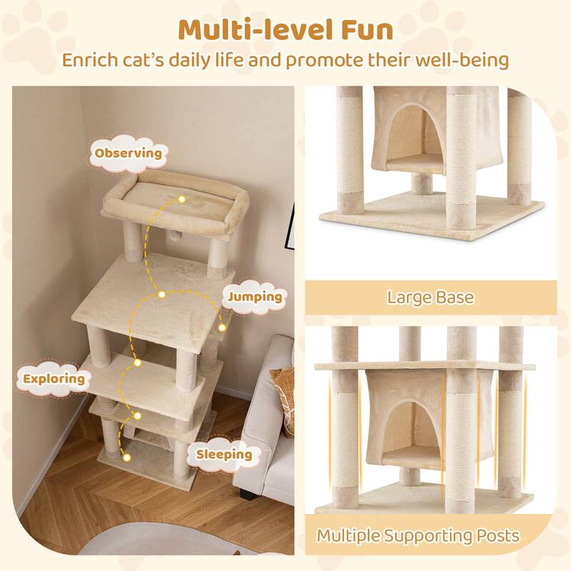 Costway Large Multi-level Cat Tree 58" Tall Cat Tower with Swaying - See Details