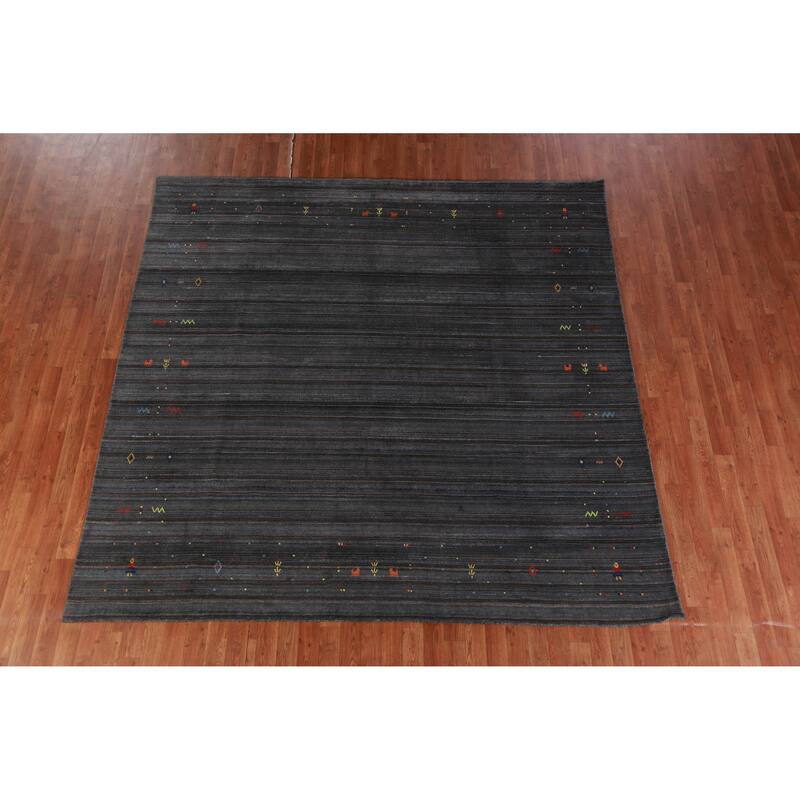 Hand Knotted Oriental 100% Wool Carpet Tribal Tribal Greys & Charcoal Gabbeh Area Rug - 8' 2'' X 8' 3''