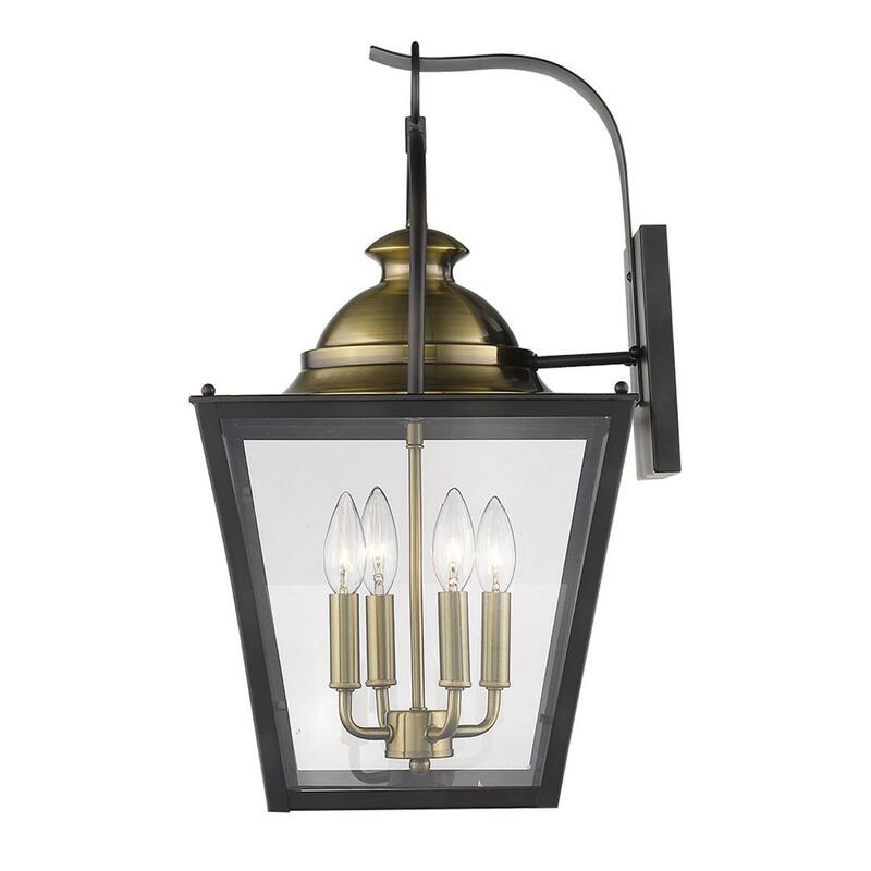 Bronze Glass LED Flush Mount Outdoor Wall Light with Bulbs