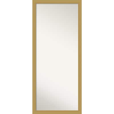 Non-Beveled Wood Full Length Floor Leaner Mirror - Grace Brushed Gold Frame - Grace Brushed Gold - Outer Size: 28 x 64 in