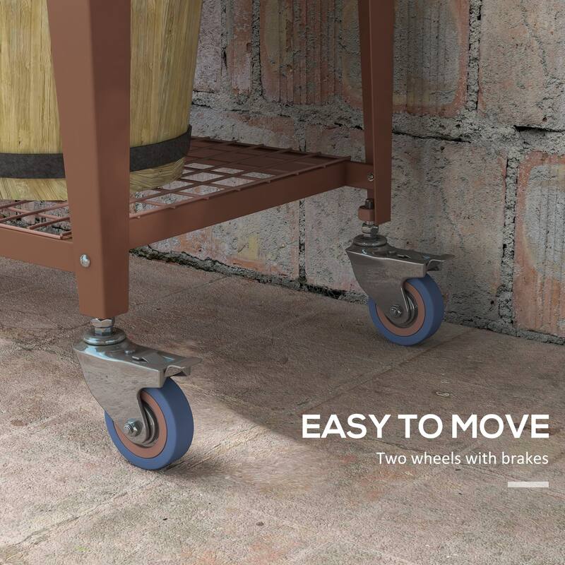 Outsunny Raised Garden Bed with Greenhouse Cover, Large Metal Outdoor Elevated Planter Box with Lockable Wheels