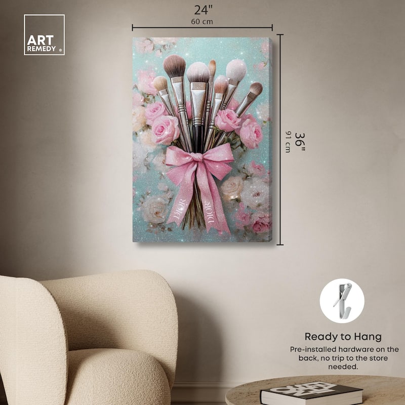 Bouquet of Make Up Brushes Canvas by Art Remedy, Gallery Wrapped