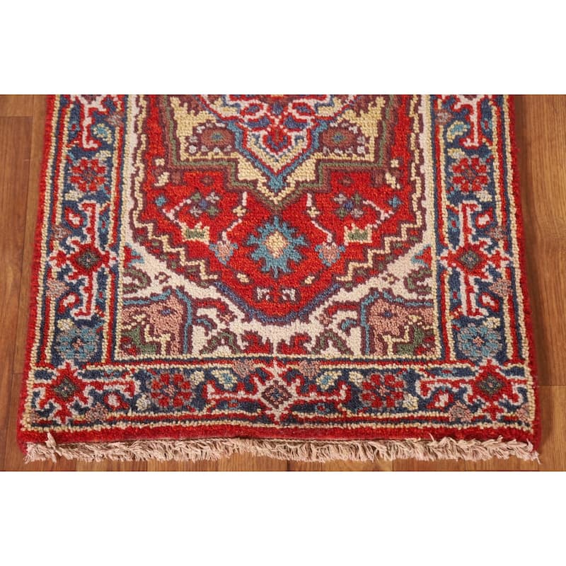 Traditional Red Heriz Serapi Foyer Area Rug Hand-knotted Wool Carpet - 2'0"x 3'0"