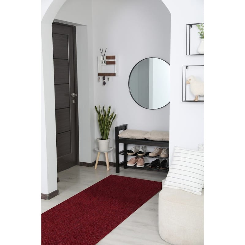 High-Quality Outdoor/Indoor Carpet Runner Rug with Non-Slip PVC Backing 36'' wide - Red - 7 ft. x 36 In.