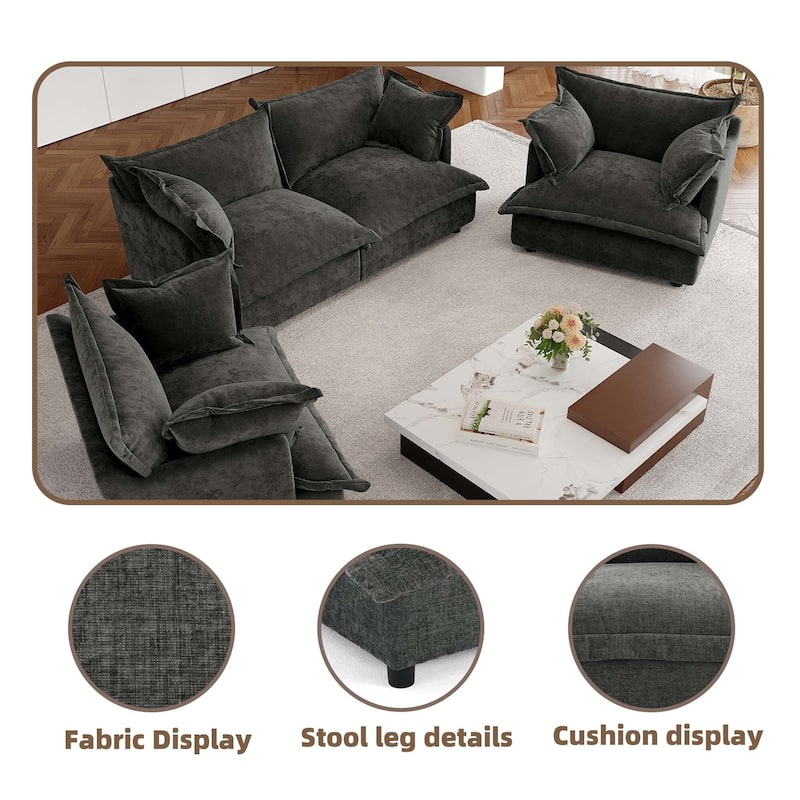 Double Layer Cushion Comfy Cloud Modular Sectional Sofa Set