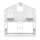 preview thumbnail 5 of 7, Twin over Twin House Bunk Bed with Roof Window Door with Safety Guardrails and Ladder, Natural/White