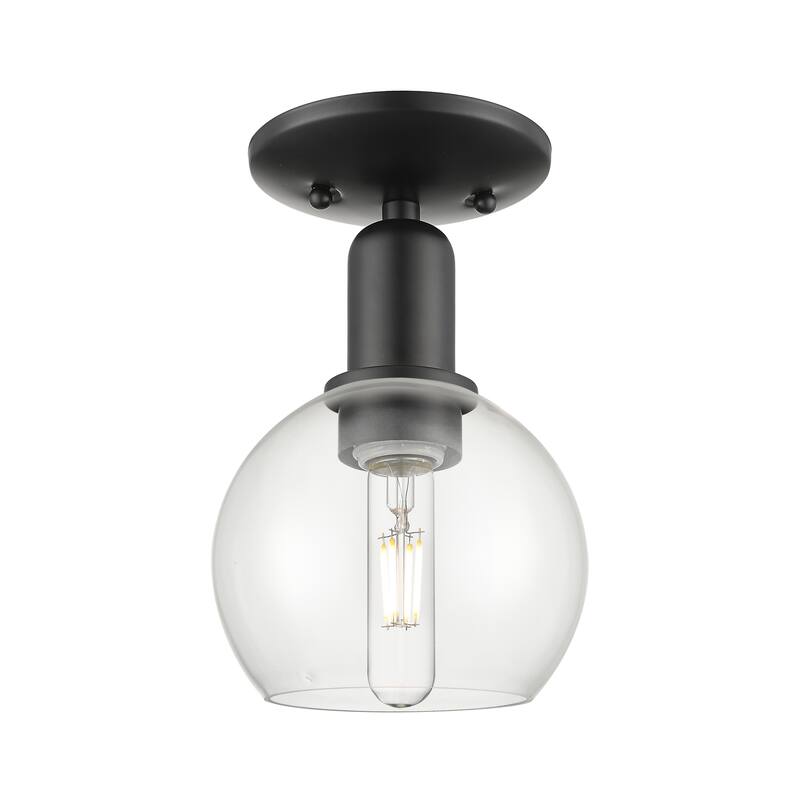 Innovations Lighting Endless Possibilities Arcadia - Athens - 1 Light 6" Semi-Flush Mount - Clear/Matte Black